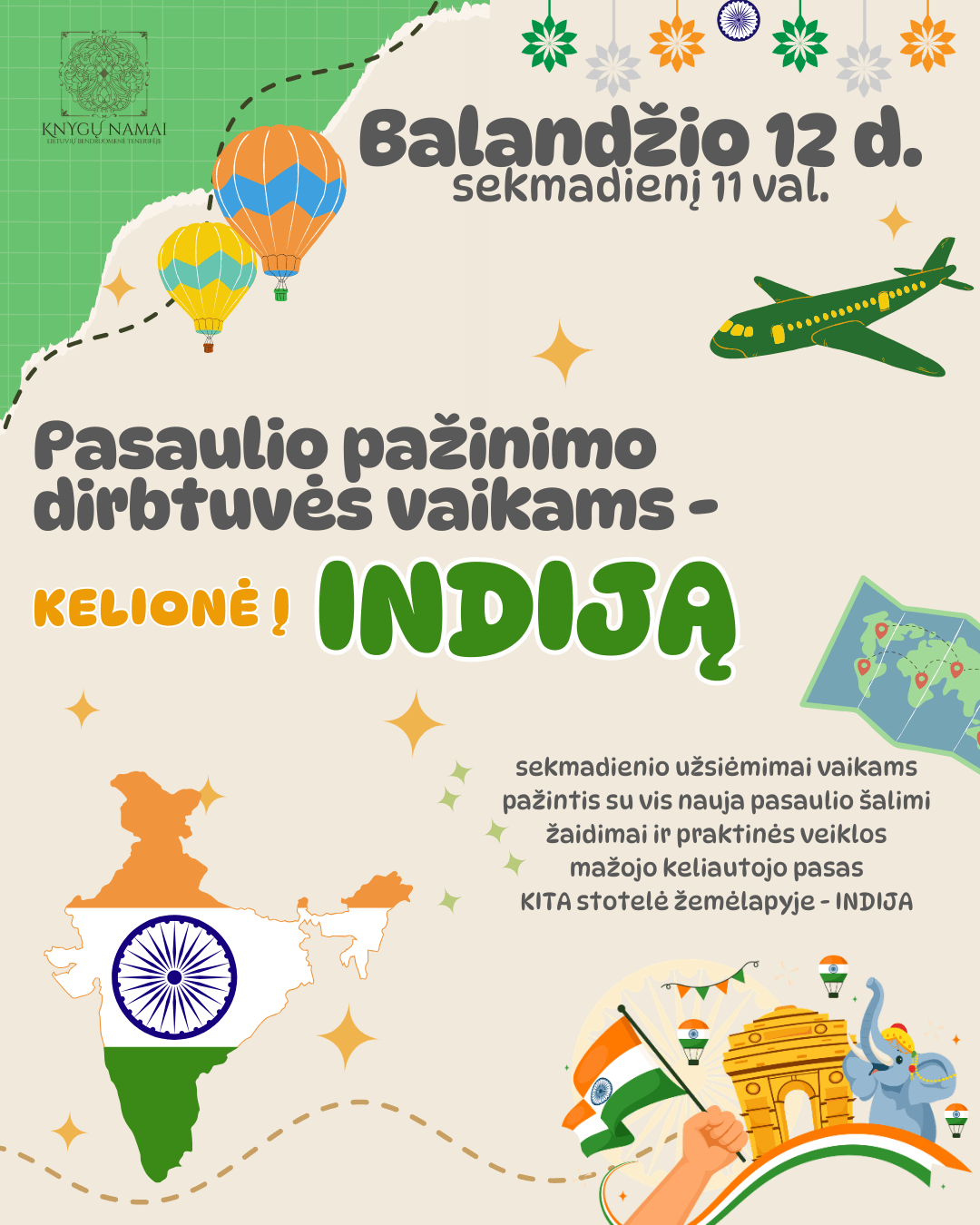 Pasaulio pažinimo dirbtuvės vaikams | Kelionė į INDIJĄ!