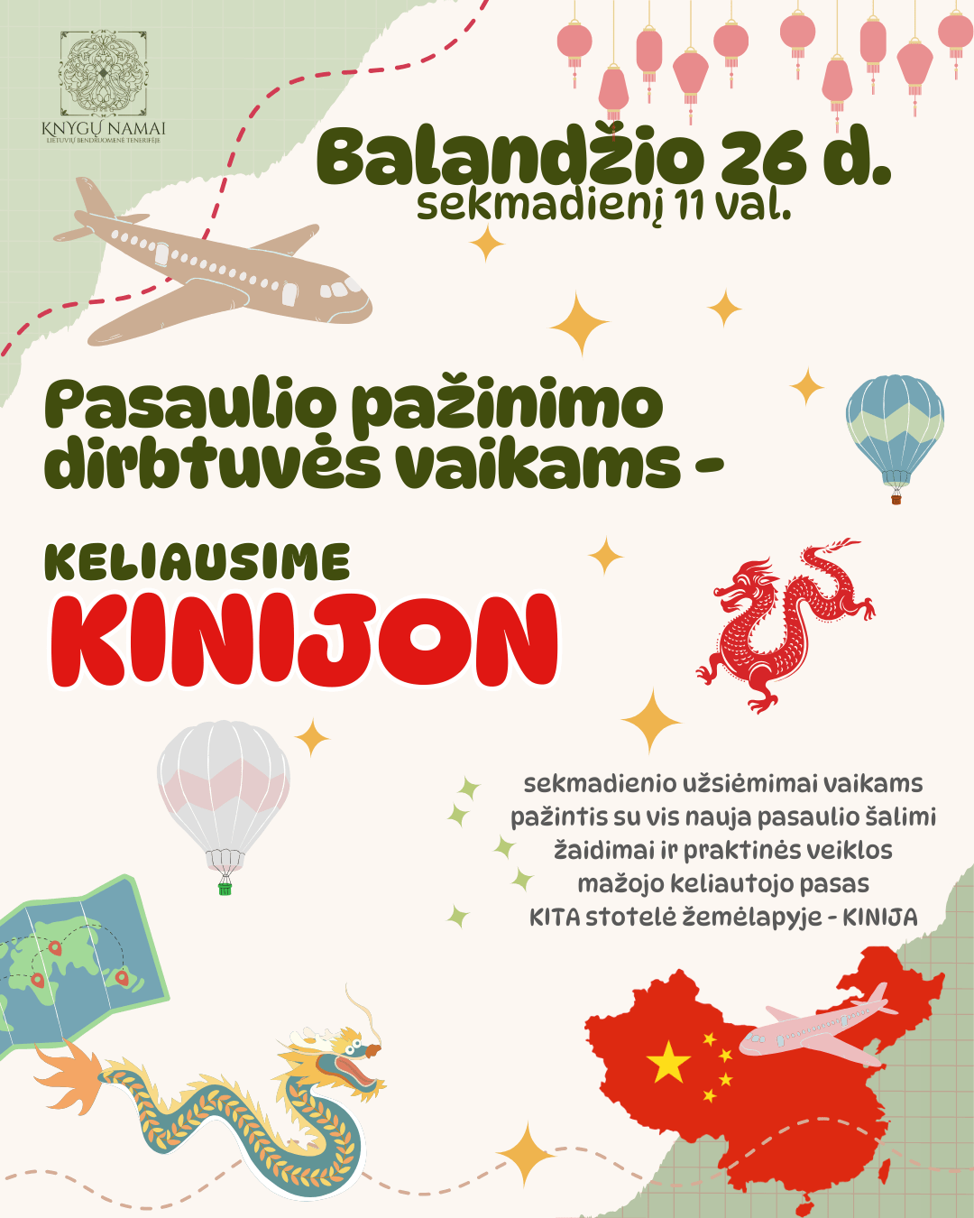 Pasaulio pažinimo dirbtuvės vaikams | Keliaujame į Kiniją!