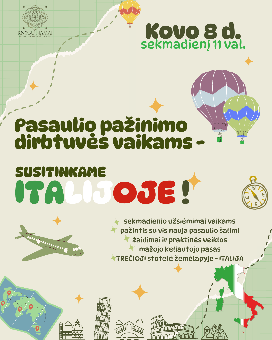 Pasaulio pažinimo dirbtuvės vaikams | Susitinkame ITALIJOJE!