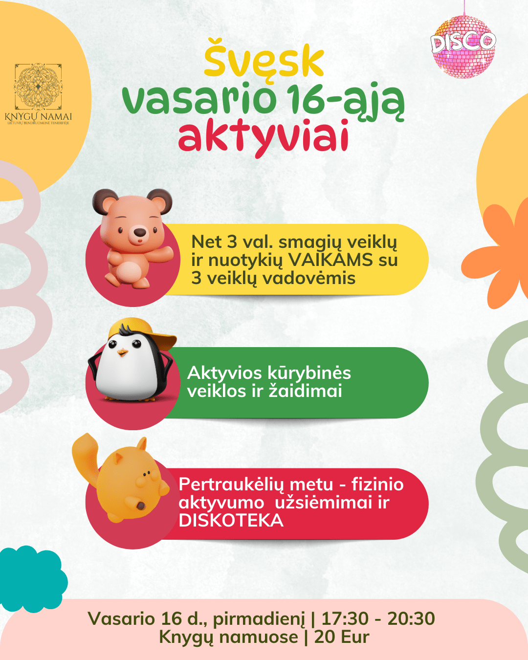 Veiklos vaikams – Švęsk vasario 16-ąją aktyviai! 💛💚❤️